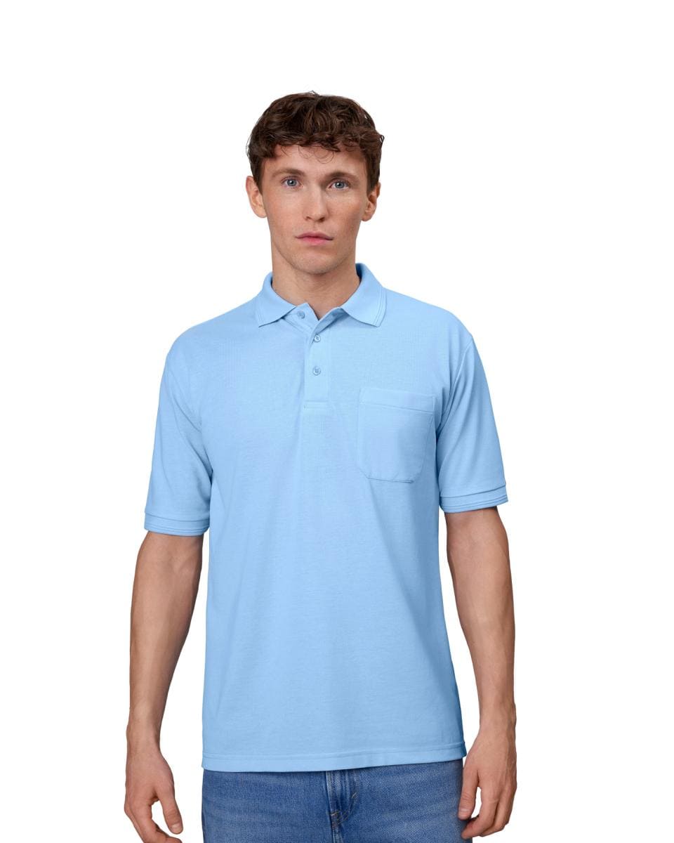 Brystlomme Poloshirt , Herre - Lyseblå - 0520