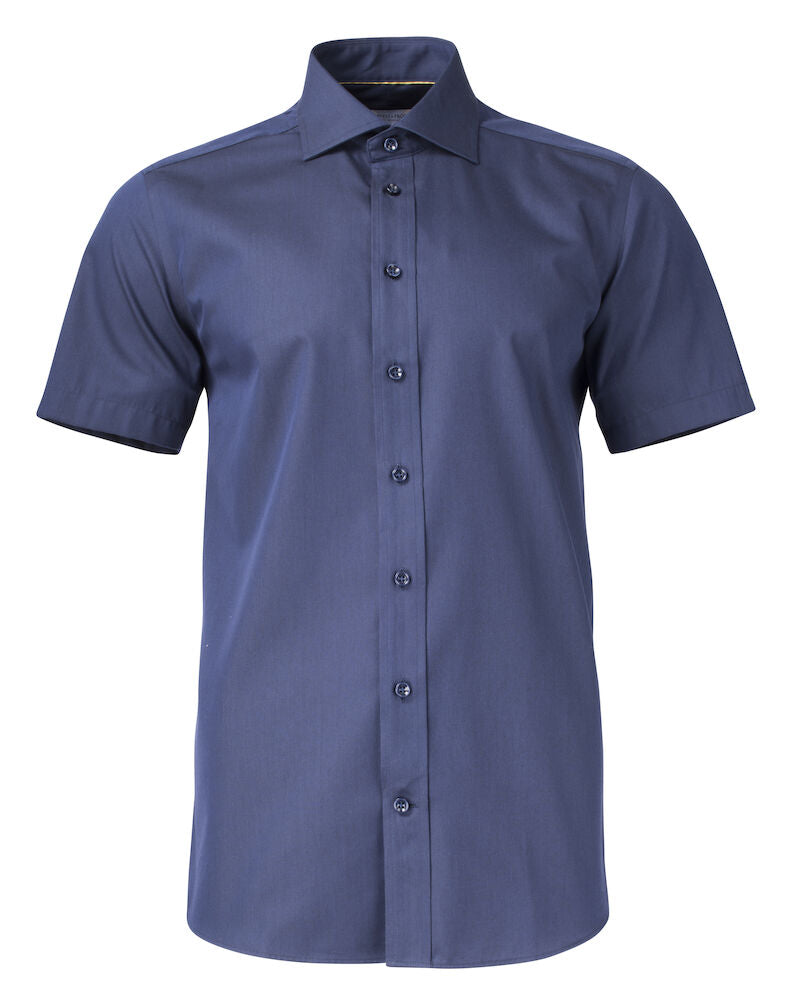 Strygefri Slim Fit Skjorte – Yellow Bow 50 K/Æ i Twill, Herre, Navy - J.Harvest & Frost 2905022