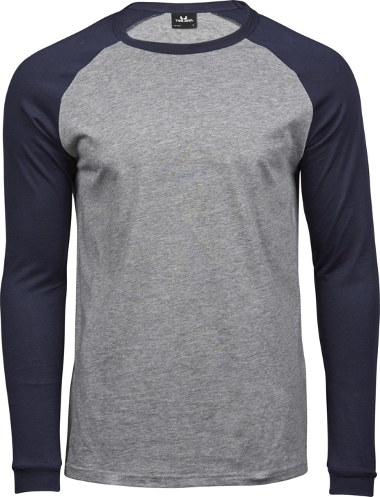 Langærmet T-shirt S / Heather/Navy Teejays - Modekompagniet.dk