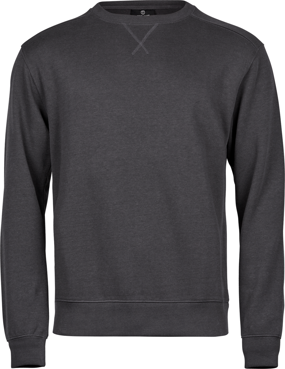 Essentiel crewneck-sweatshirt med X-stik, Mørk grå, Herre - Style 5504