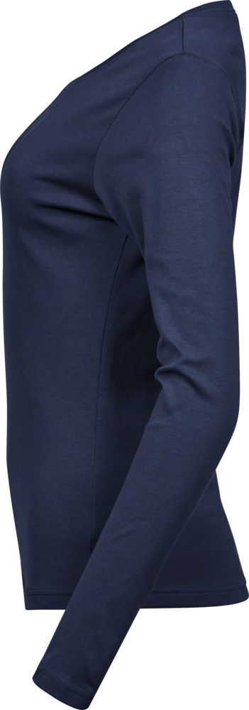 Langærmet Interlock Tee Dame - Navy - Teejays 590