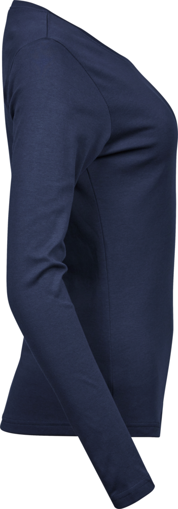 Langærmet Interlock Tee Dame - Navy - Teejays 590