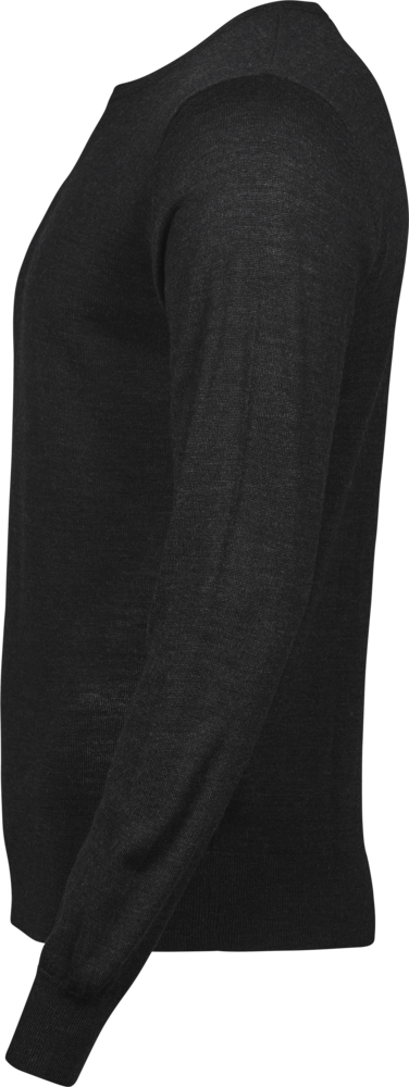 Crew Neck trøje med merinould Herre, Sort - Style 6000