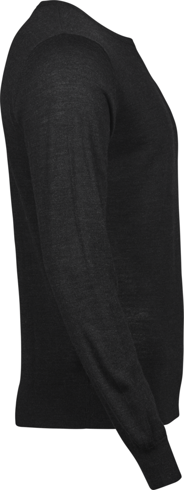 Crew Neck trøje med merinould Herre, Sort - Style 6000