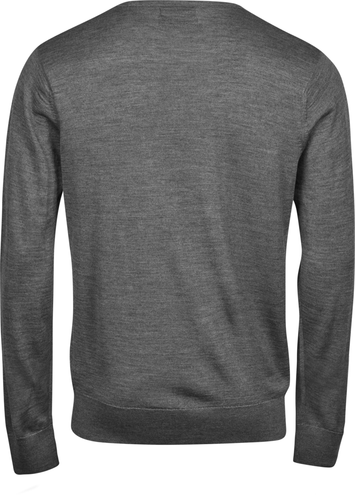 Crew Neck trøje med merinould Herre, Grå - Style 6000