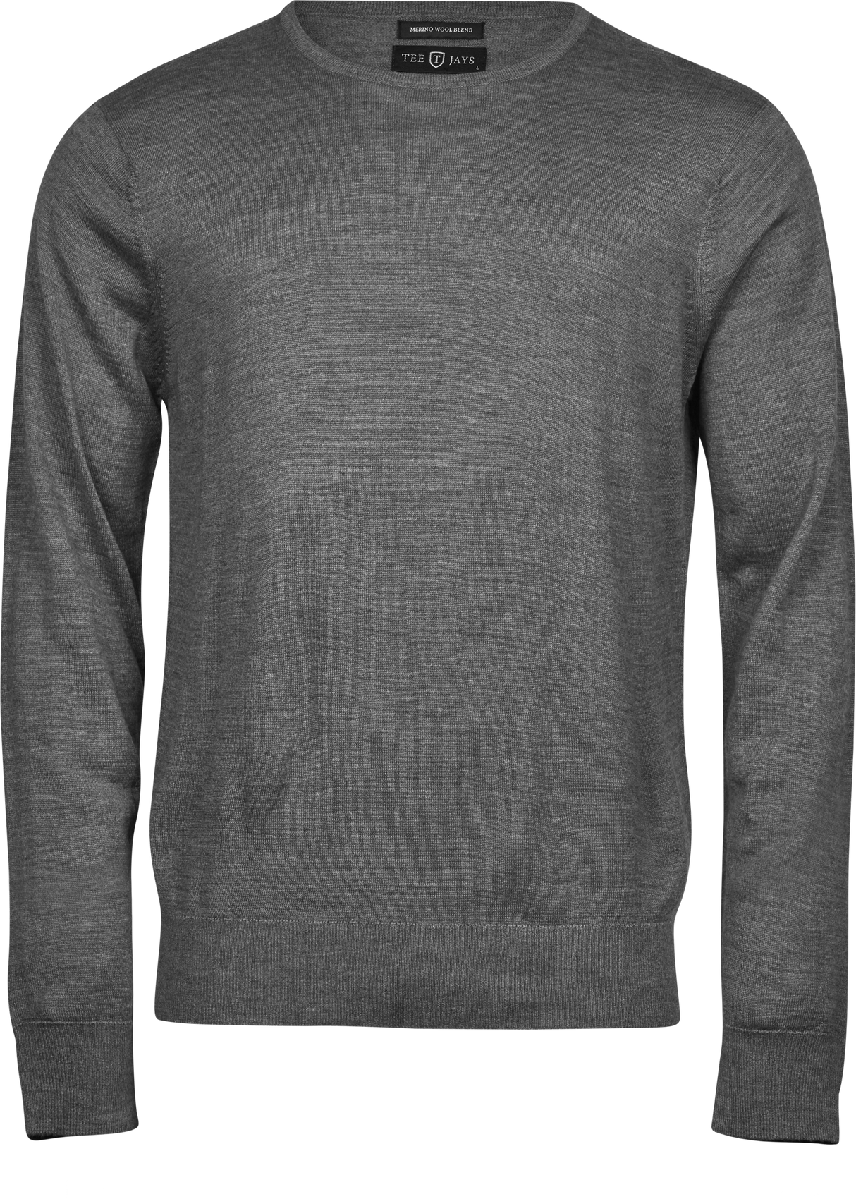 Crew Neck trøje med merinould Herre, Grå - Style 6000