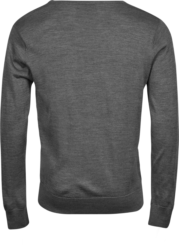 Strik Crewneck V Hals Herre, Grå Melange, Teejays - Style 6001