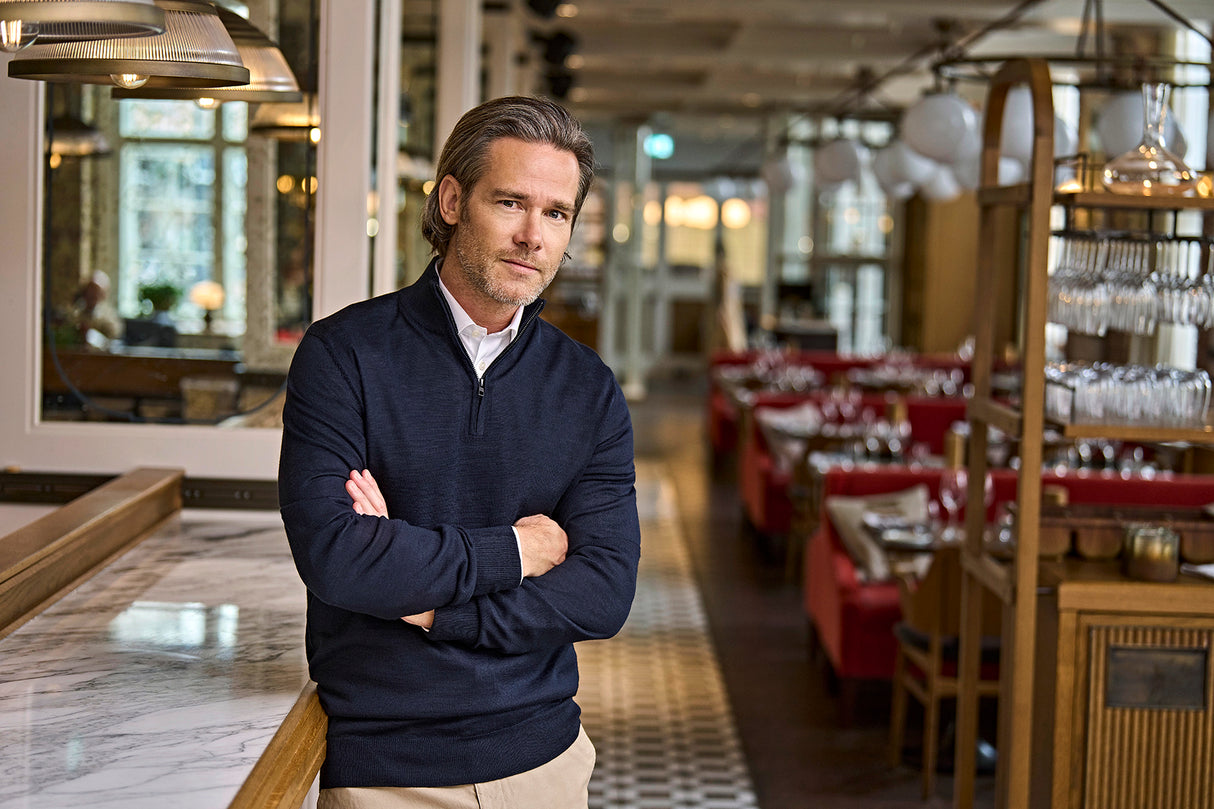 Half Zip Strik Herre, Sort - Style 6010