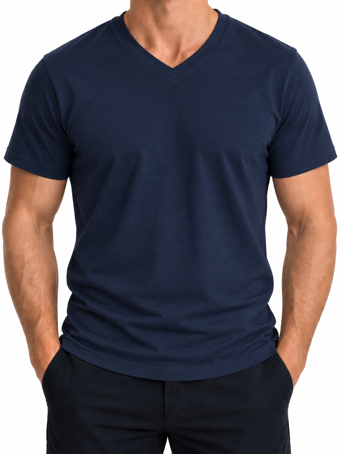 Comfort V-neck T-shirt Herre, Navyblå