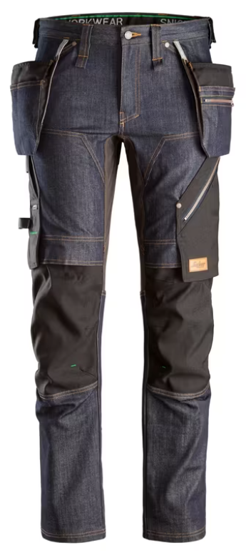 Snickers FlexiWork denim håndværkerbukser 6955, Denim/Sort