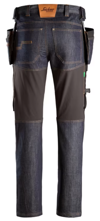 Snickers FlexiWork denim håndværkerbukser 6955, Denim/Sort