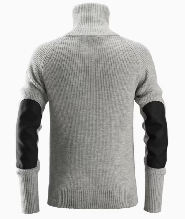 Snickers AllroundWork uldtrøje med kort lynlås 2905, Lys gråmeleret