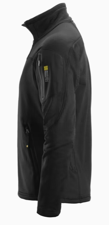 Snickers Body Mapping microfleece midlayer cardigan 9438, Sort