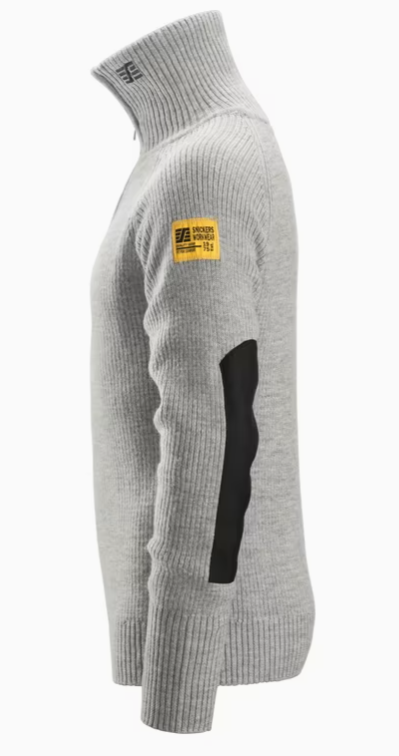 Snickers AllroundWork uldtrøje med kort lynlås 2905, Lys gråmeleret