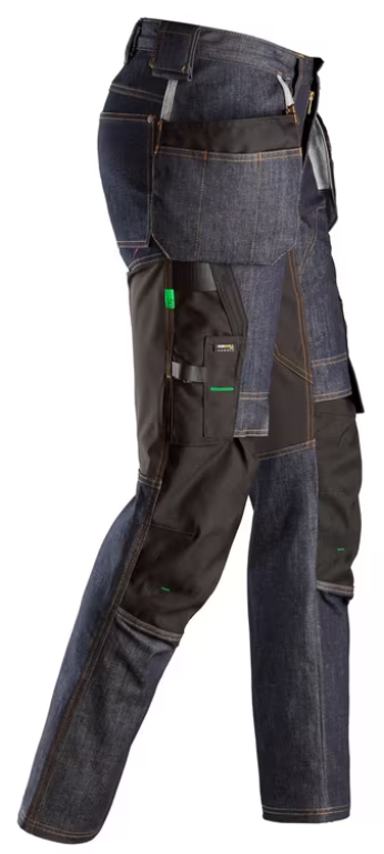 Snickers FlexiWork denim håndværkerbukser 6955, Denim/Sort
