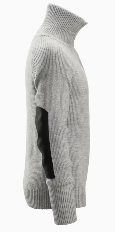 Snickers AllroundWork uldtrøje med kort lynlås 2905, Lys gråmeleret