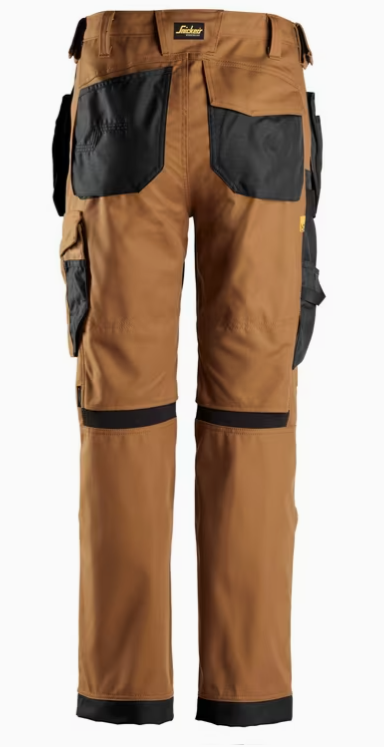 Snickers AllroundWork Canvas+ håndværkerbukser 6224, Brun/Sort