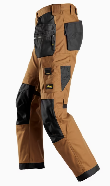 Snickers AllroundWork Canvas+ håndværkerbukser 6224, Brun/Sort