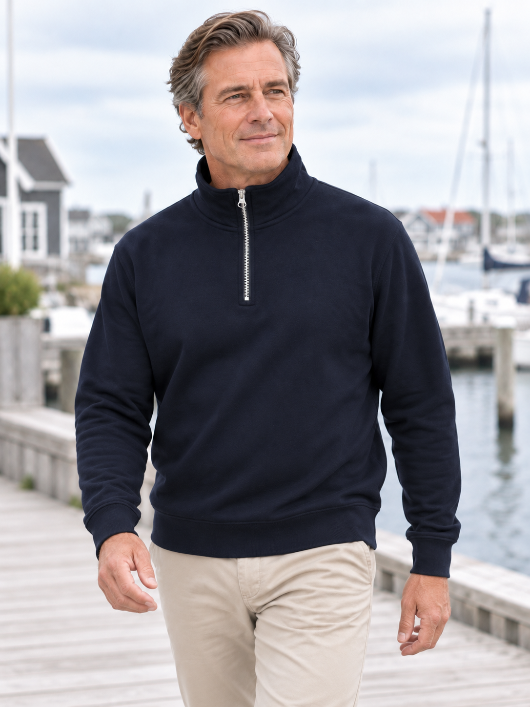 Premium Comfort Half Zip Sweat, Navyblå