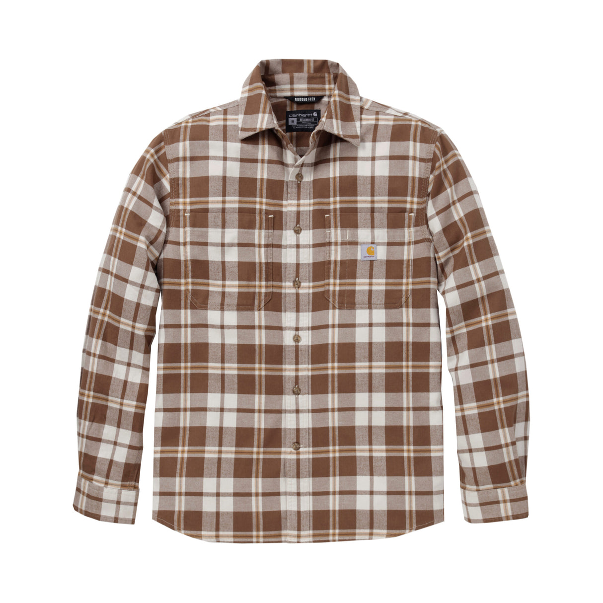 Carhartt flannelskjorte med lange ærmer, Carhartt Brown - 107010