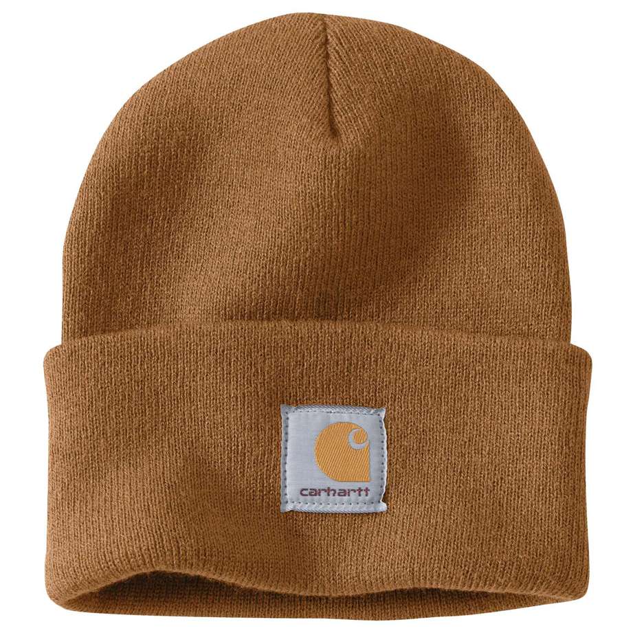 Carhartt strikhue med logo, Brun A18