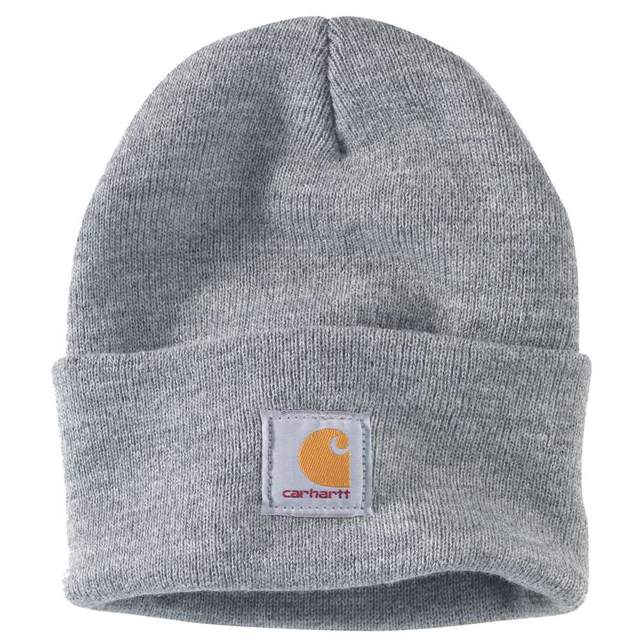 Carhartt strikhue med logo, Heather Grey A18