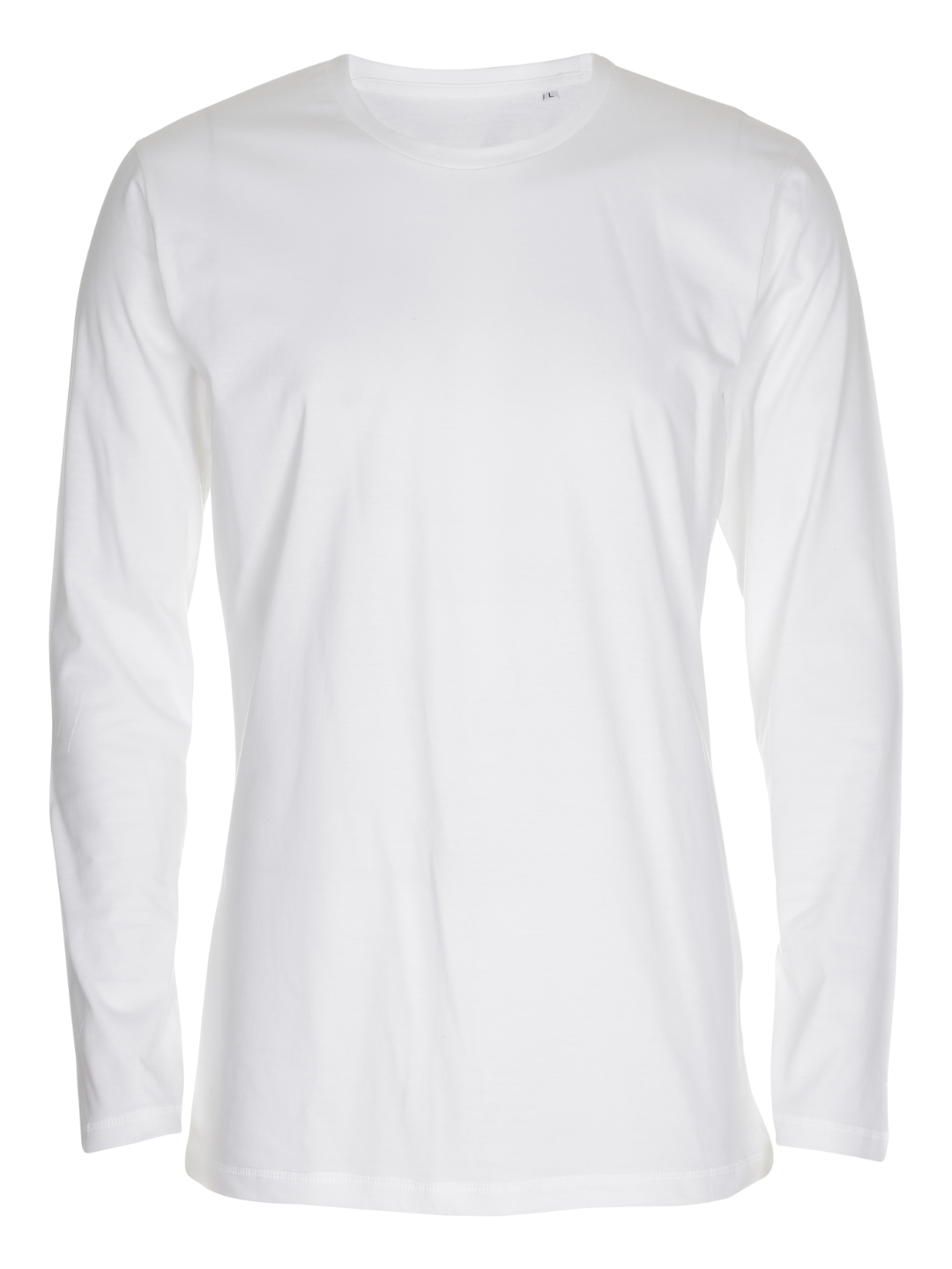 Basic Langærmet T-shirt Herre, Hvid
