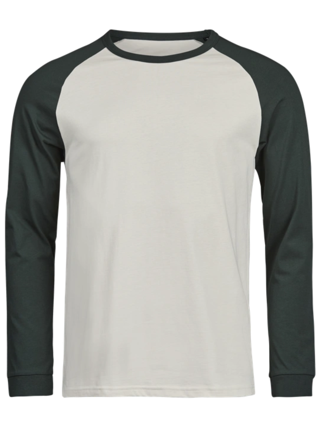 Baseball tofarvet langærmet t-shirt, Cream/Grøn