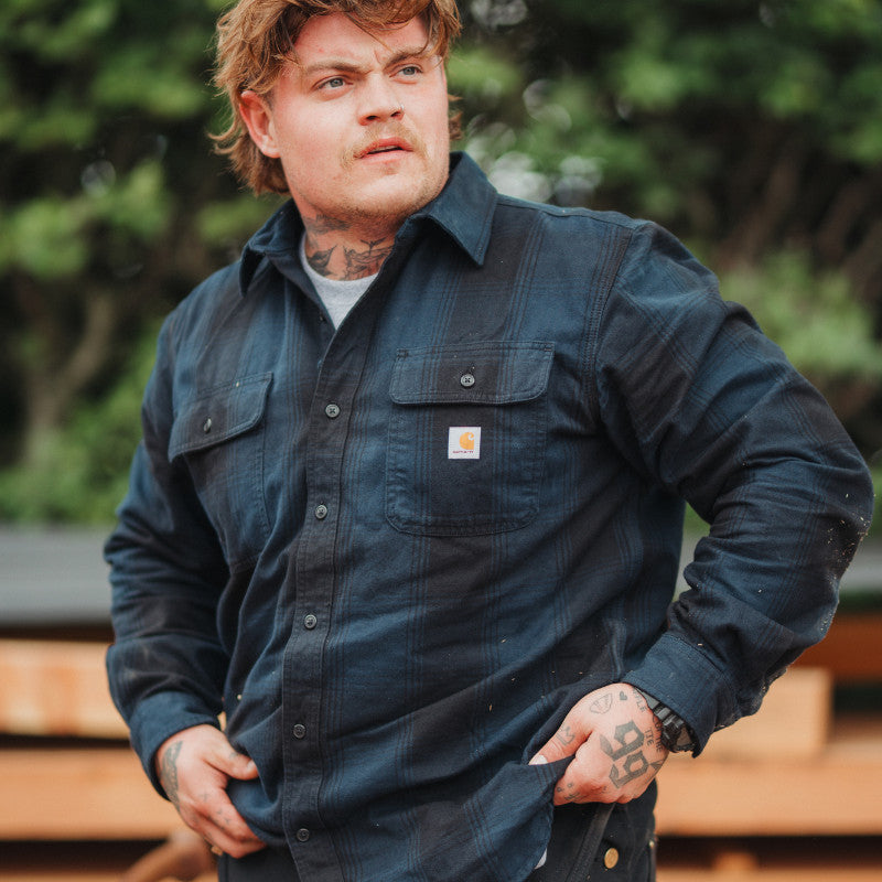 Bomulds Flannelskjorte, Deep Smoke Blue, Carhartt 107013