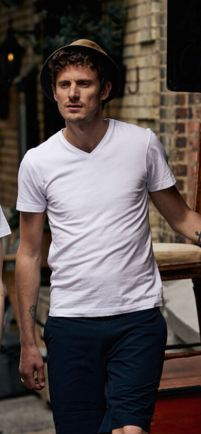 Basic-T V-neck - Herre- Grå - 029035