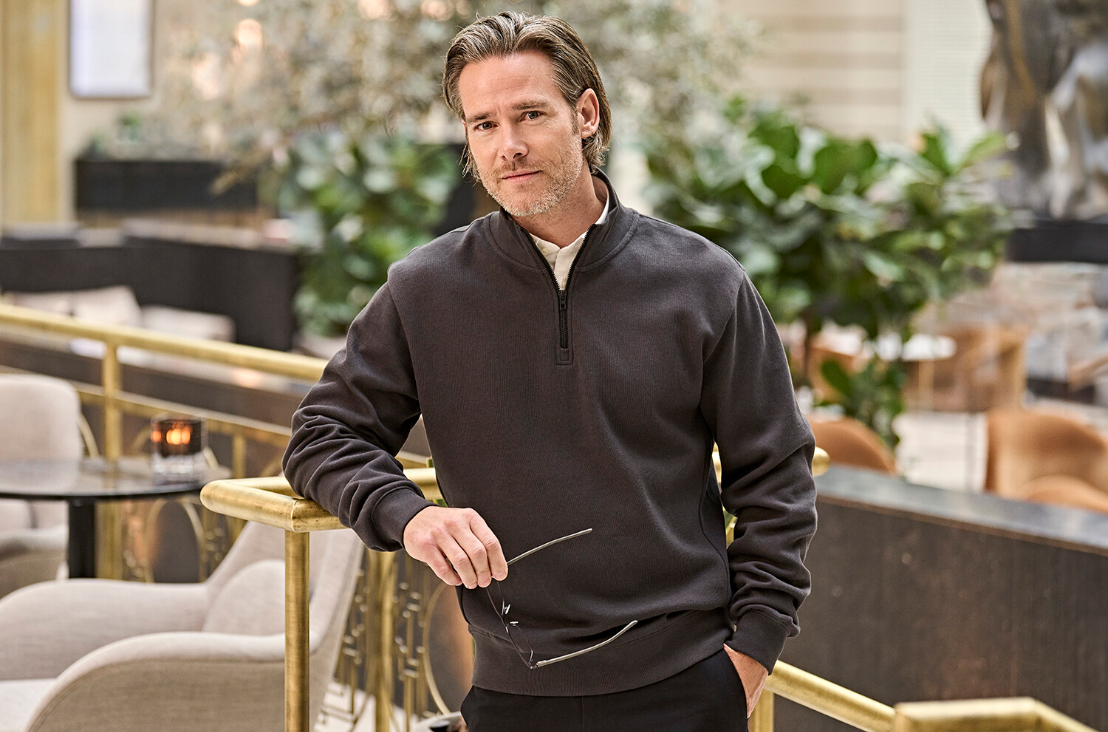 Half-zip sweatshirt, Mørk Grå, Herre - Style 5506