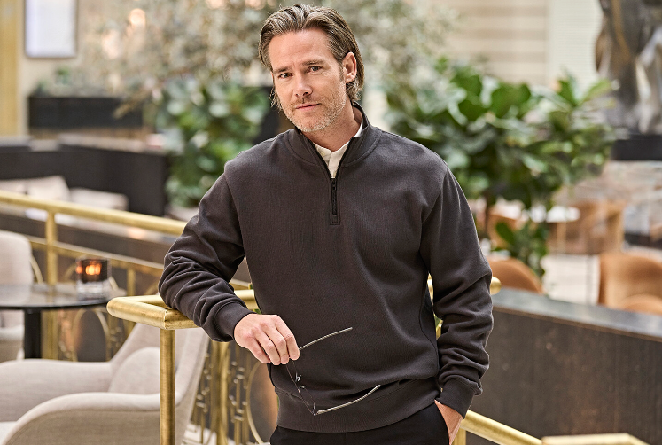 Half-zip sweatshirt, Sort, Herre - Style 5506