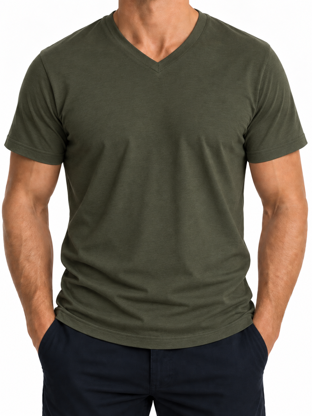 Comfort V-neck T-shirt Herre, Armygrøn