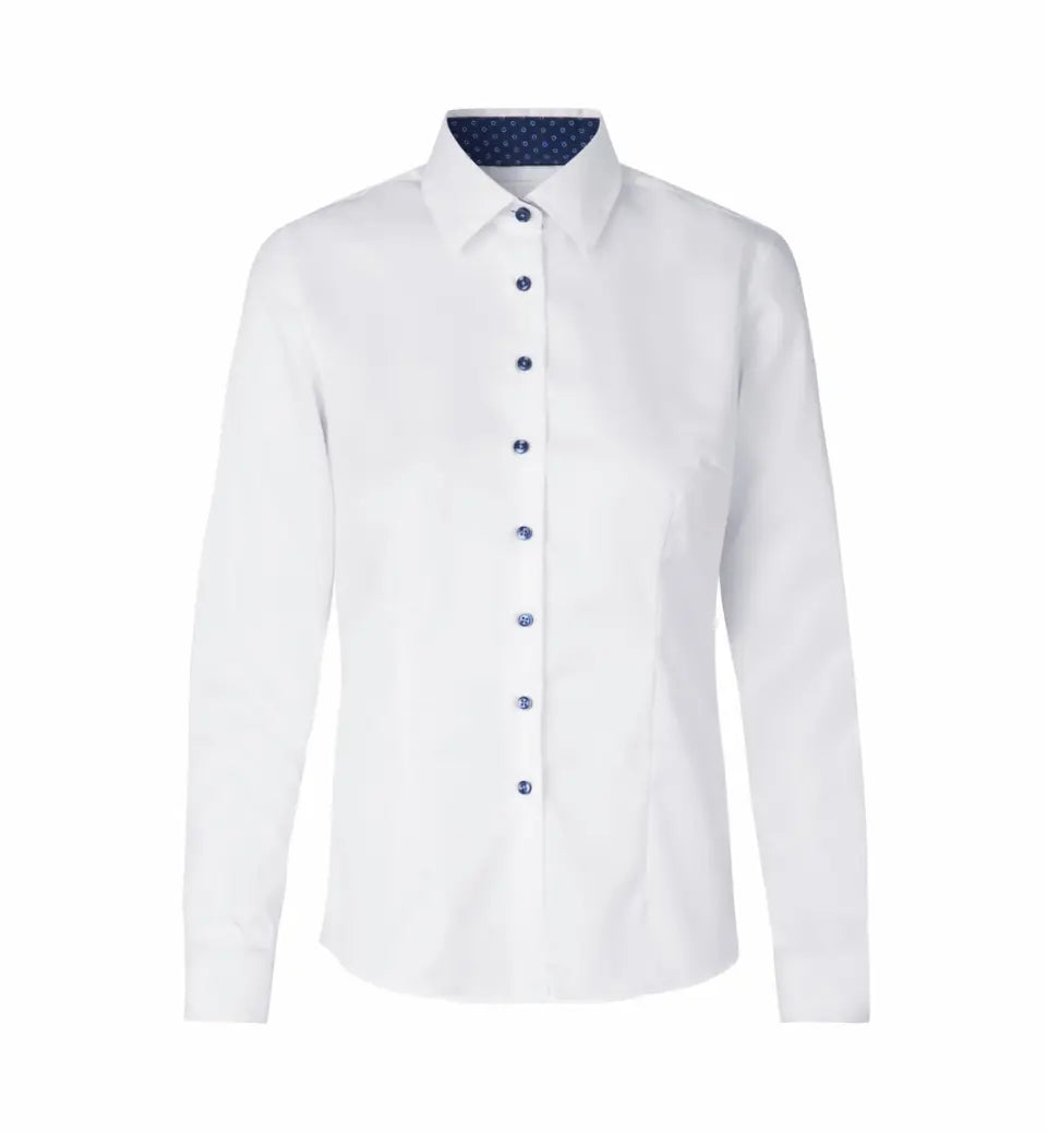 Fine Twill Contrast Business Skjorte, Hvid, Seven Seas S372