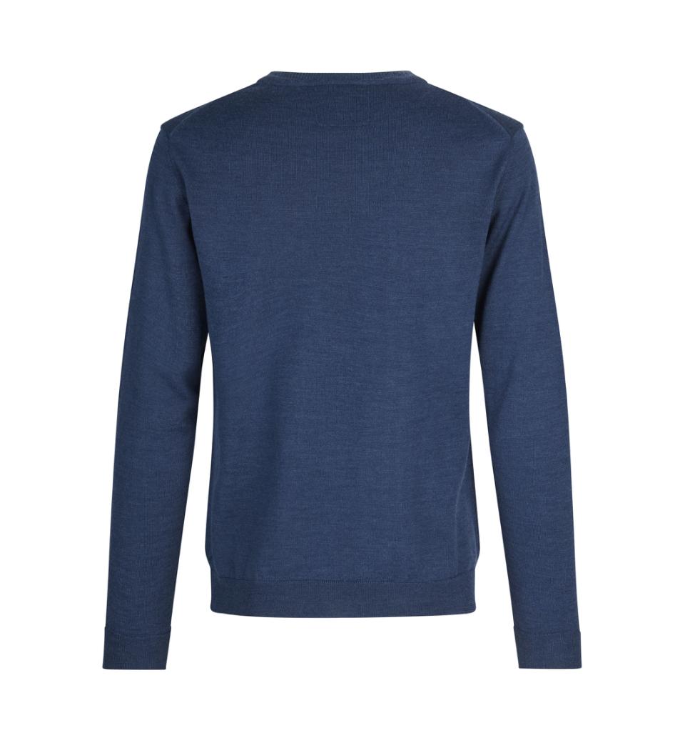 Klassisk Merino Pullover – Blød & Tidløs Strik i Uldmix - Blå Melange - S650