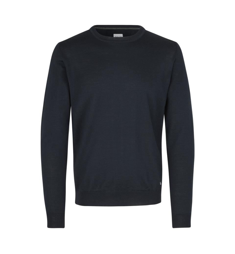 Klassisk Merino Pullover – Blød & Tidløs Strik i Uldmix - Navy Blå - S650