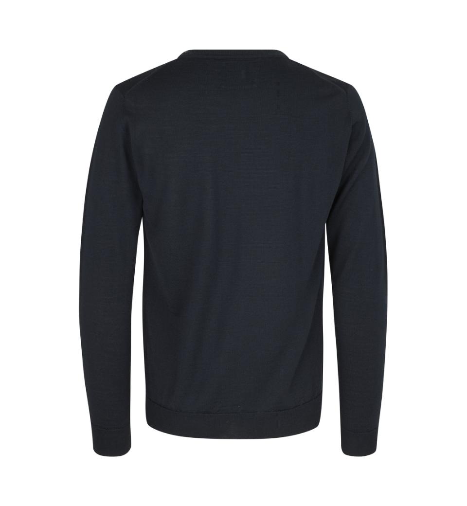Klassisk Merino Pullover – Blød & Tidløs Strik i Uldmix - Navy Blå - S650