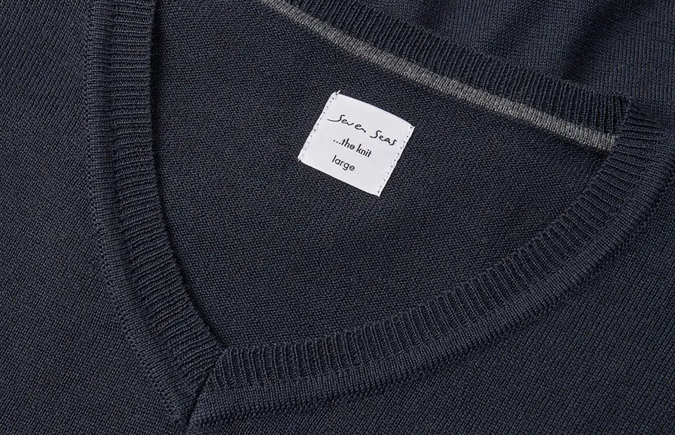 The knit v-neck, Navy, Seven Seas S670