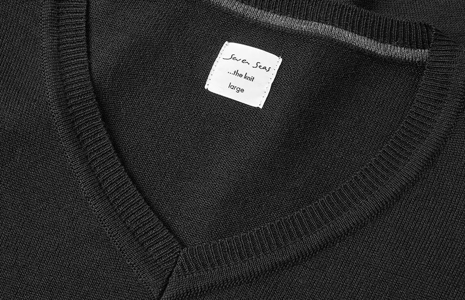 The knit v-neck, Sort, Seven Seas S670