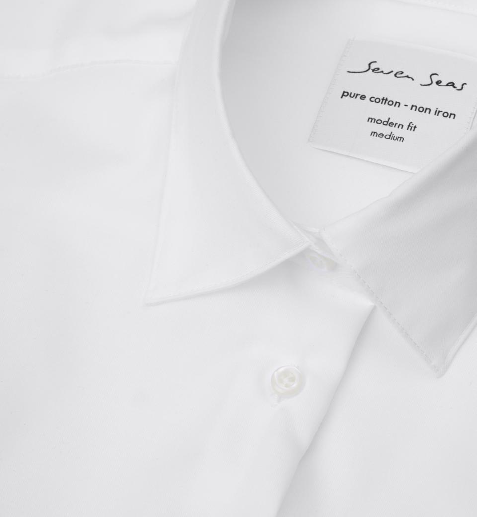 Fine Twill kortærmet Modern fit dameskjorte, Hvid - Dame - Seven Seas S721