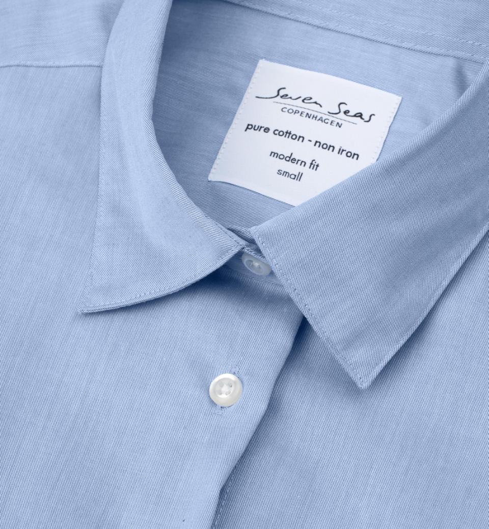 Fine Twill kortærmet Modern fit dameskjorte, Blå - Dame - Seven Seas S721