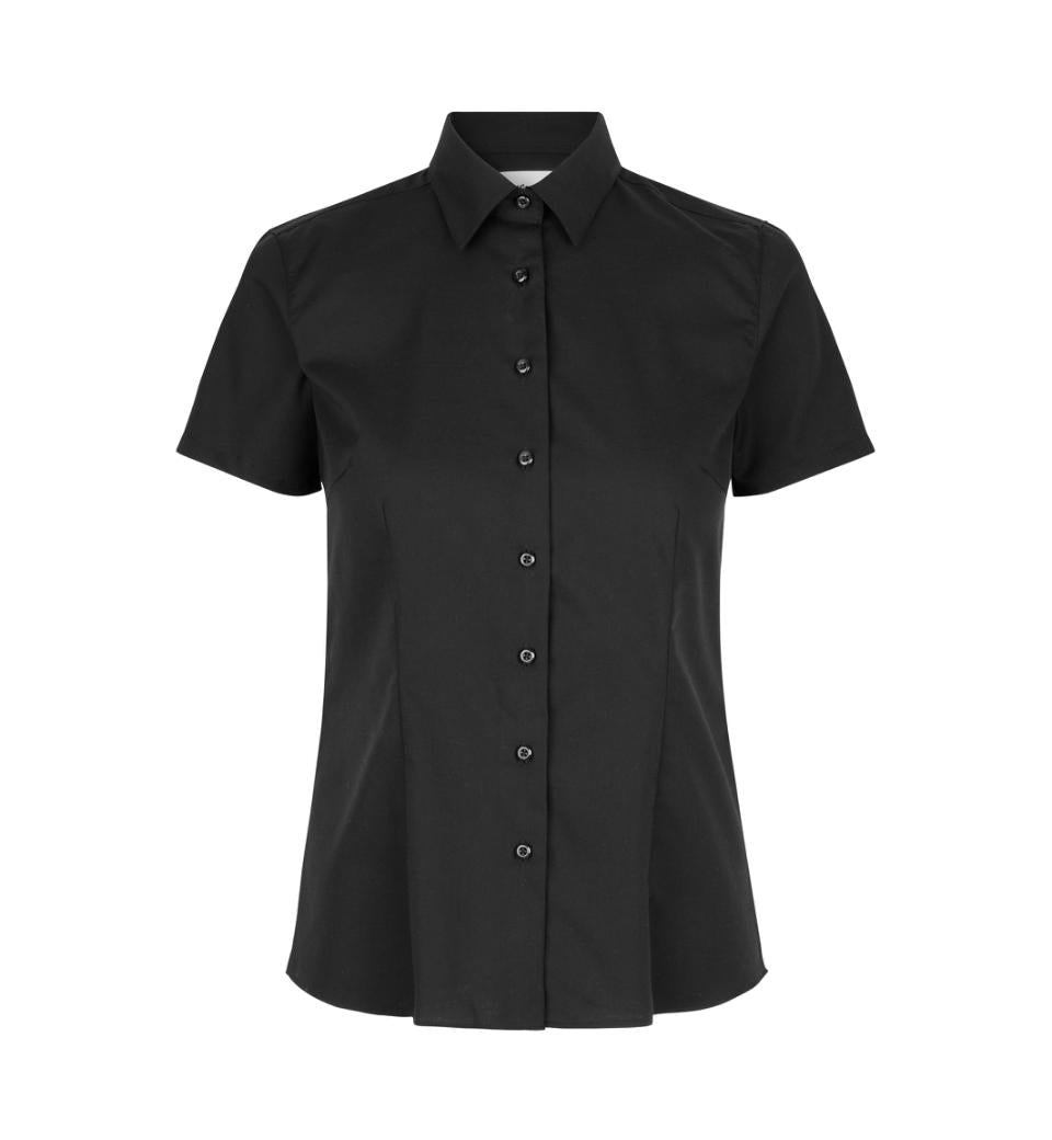 Fine Twill kortærmet Modern fit dameskjorte, Sort - Dame - Seven Seas S721