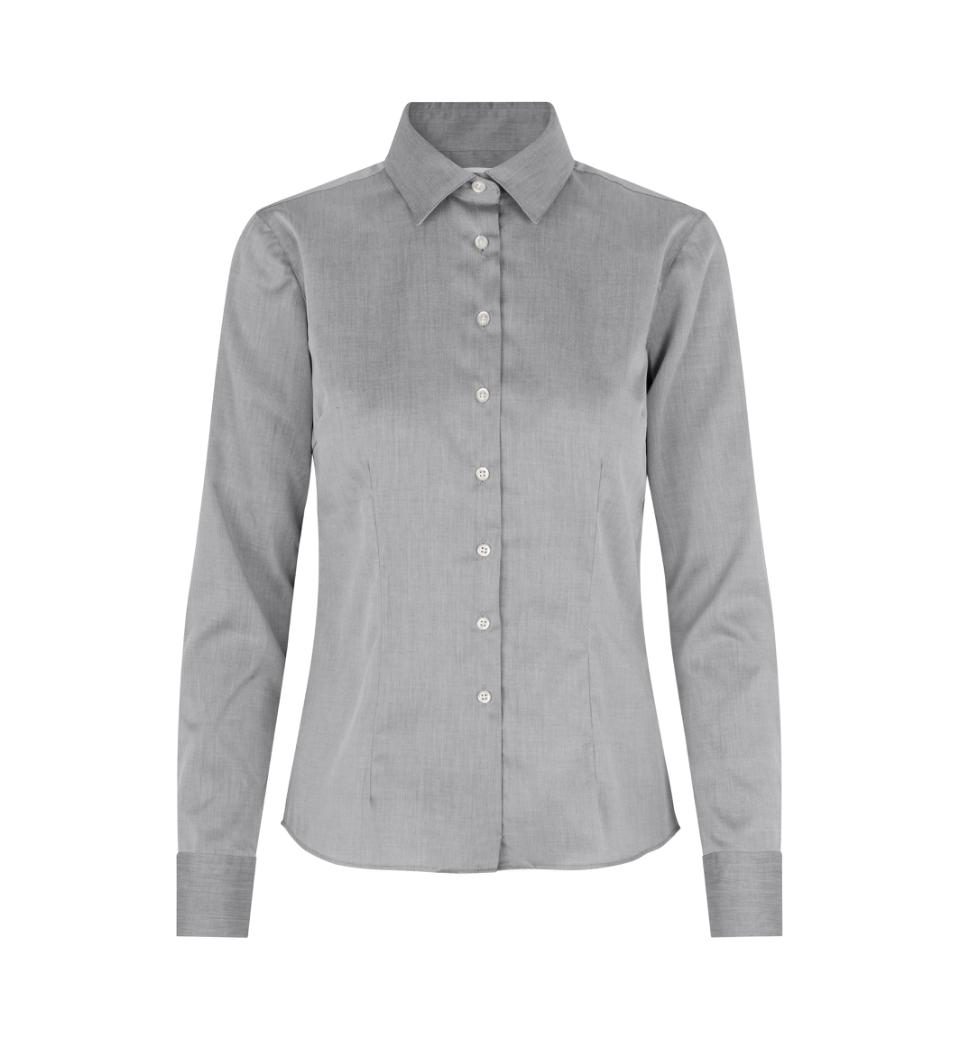Moderne fit Fine Twill dameskjorte - Grå - Seven Seas SS720