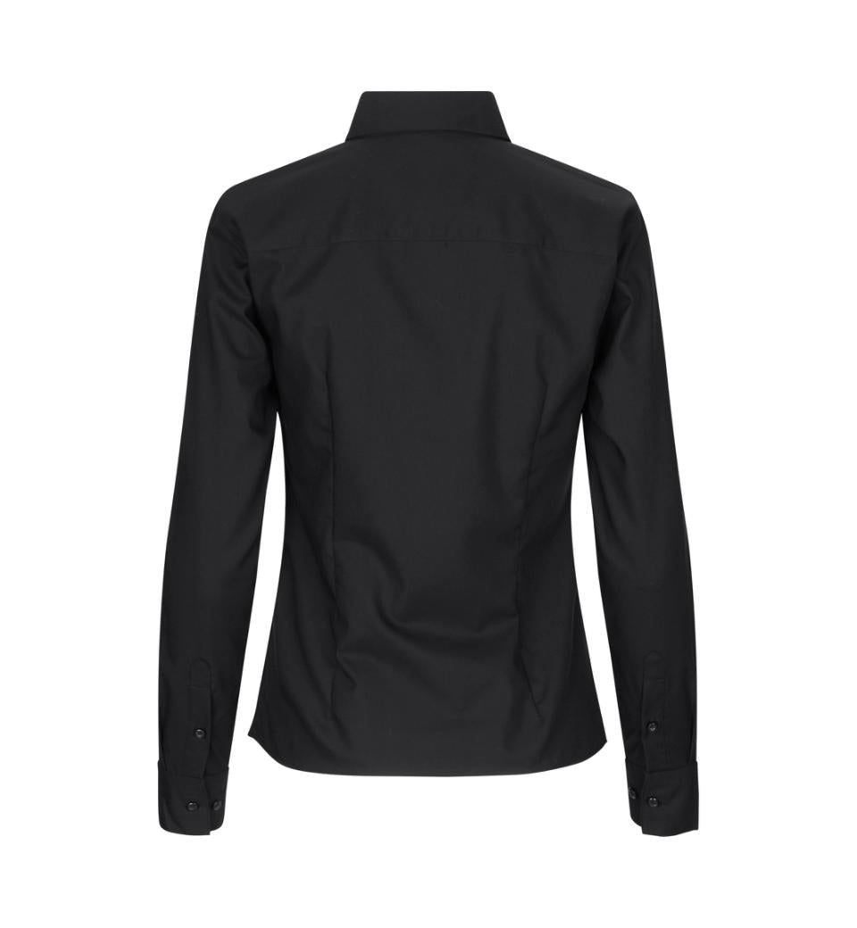 Moderne fit Fine Twill dameskjorte - Sort - Seven Seas SS720