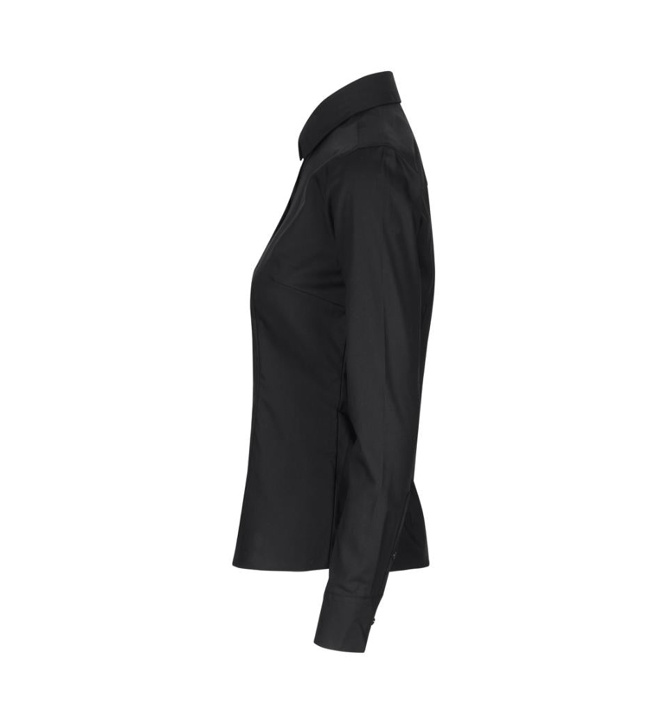 Moderne fit Fine Twill dameskjorte - Sort - Seven Seas SS720