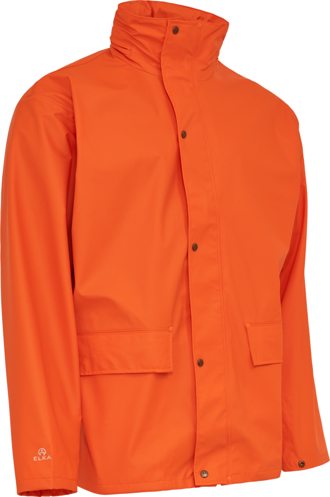 Elka Dry Zone PU regnjakke, Orange - 026300 - Modekompagniet.dk