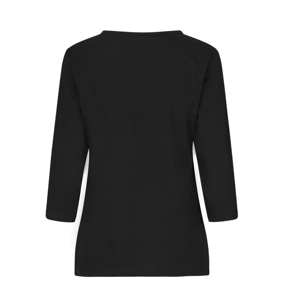 3/4 Ærmet T-shirt - Dame - Sort - ID313 - Modekompagniet.dk