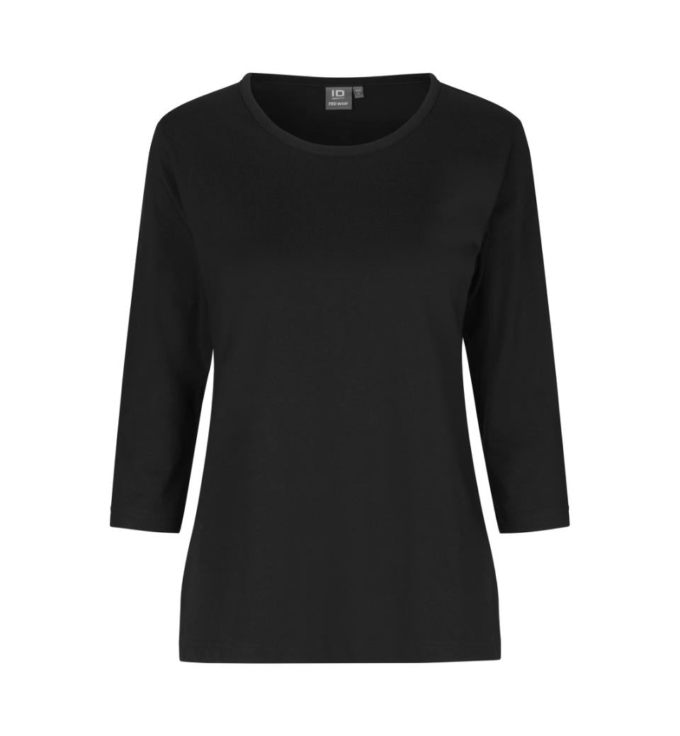 3/4 Ærmet T-shirt - Dame - Sort - ID313 - Modekompagniet.dk