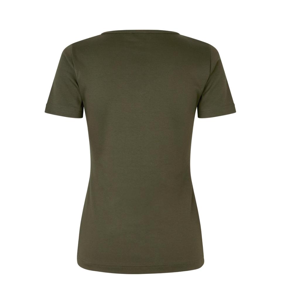 Interlock T-Shirt V-Hals Dame, Oliven - ID0506 - Modekompagniet.dk