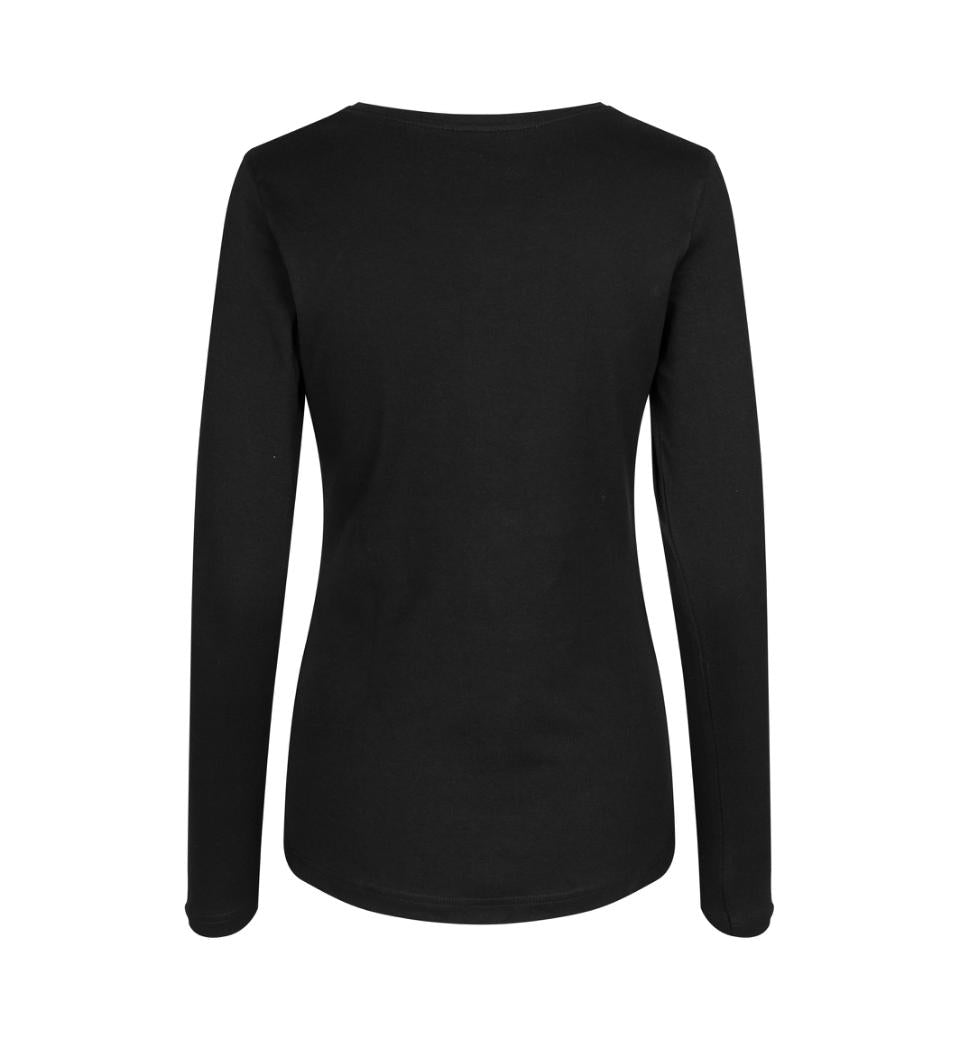 Interlock Langærmet T-Shirt Dame, Sort - ID0509 - Modekompagniet.dk